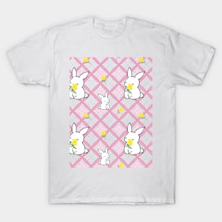 Pink Rabbit Quilt Pattern T-Shirt